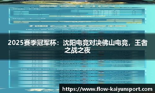 2025赛季冠军杯:沈阳电竞对决佛山电竞,王者之战之夜